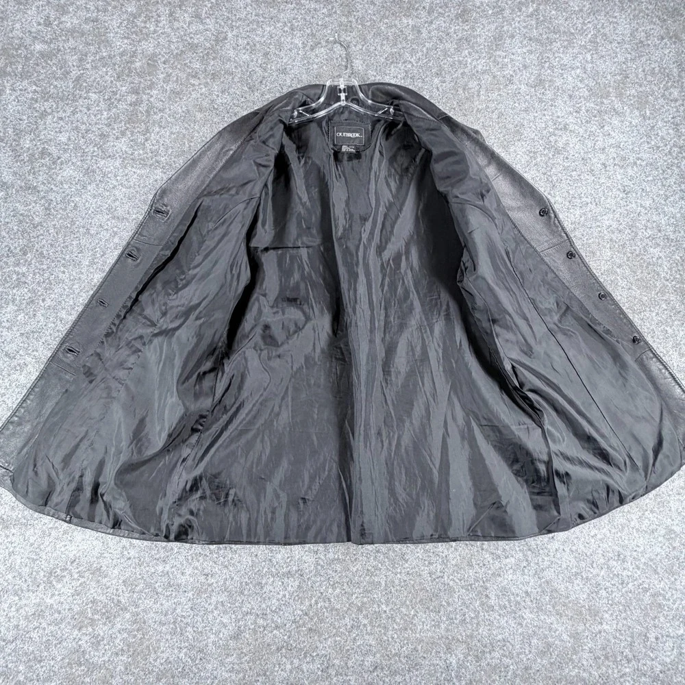 Y2K‎ OutBrook Genuine Leather Blazer Jacket Womens L Black Button-Front Outdoor